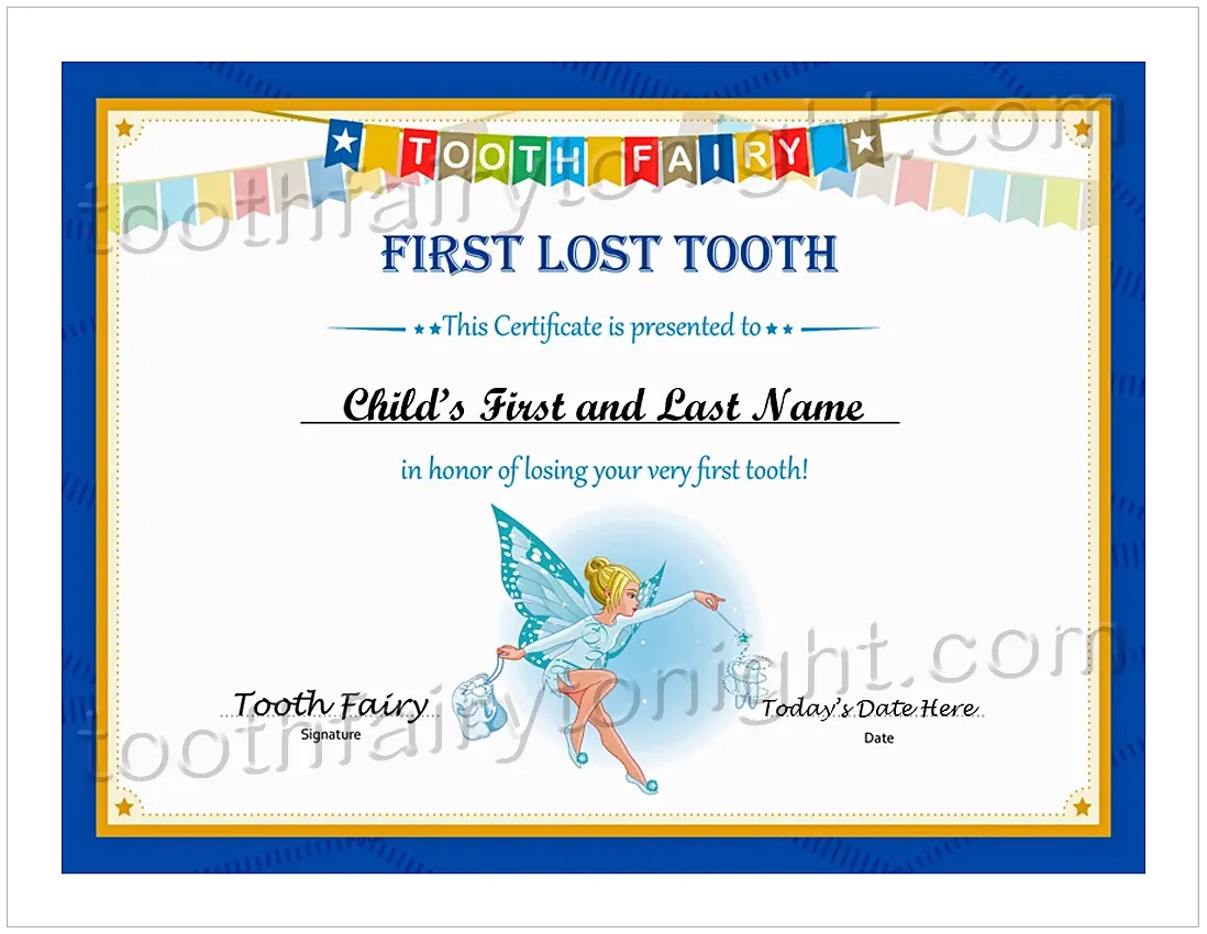 First Lost Tooth Certificate Printable