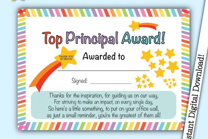 Free Printable Best Principal Certificate
