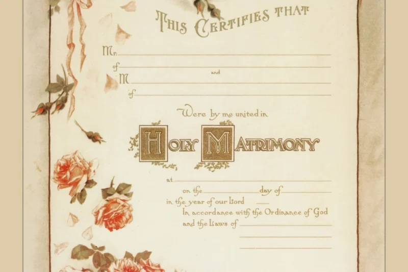 Printable Marriage Certificate With Roses
