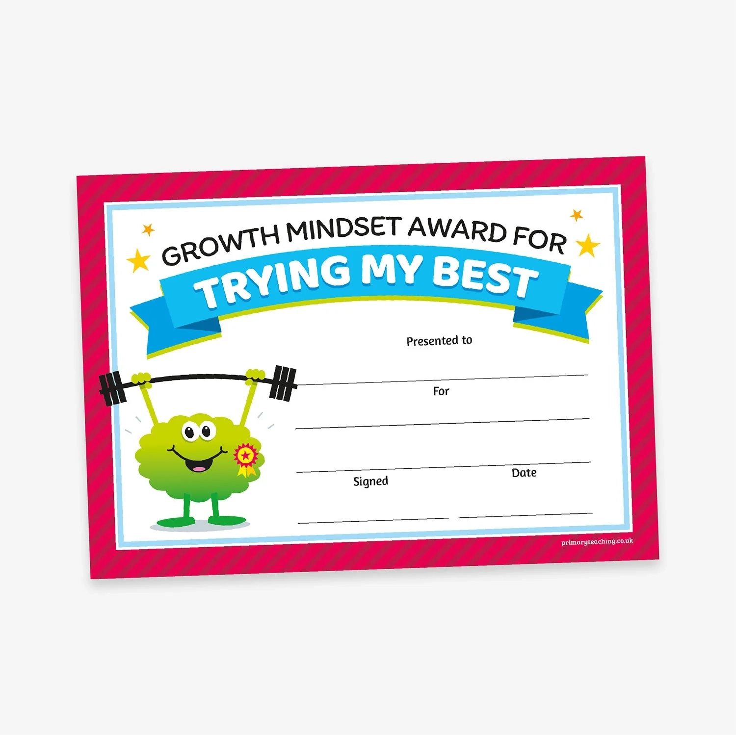 Trying My Best Growth Mindset 20 Certificates A5 Size