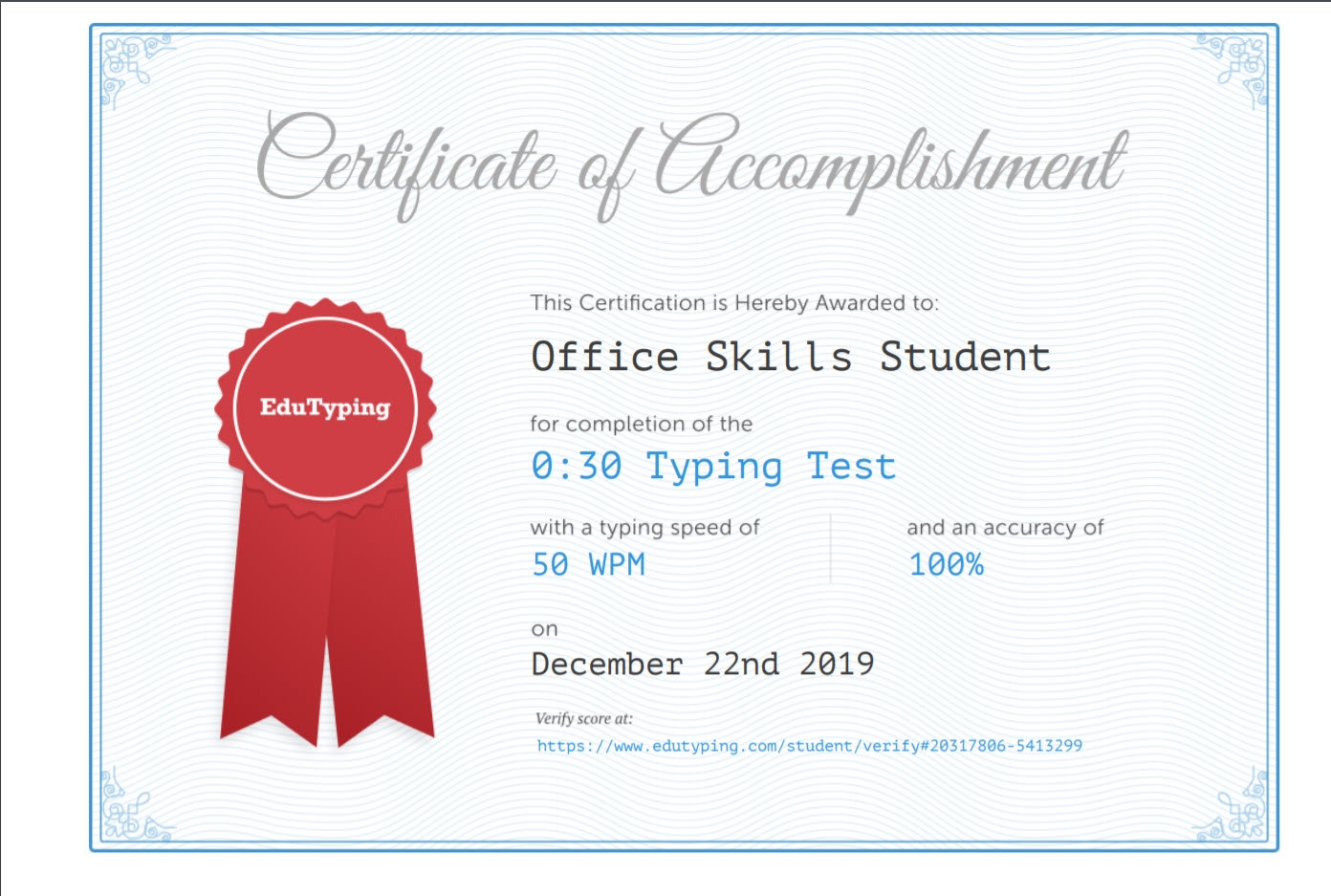 Typing test certificate Office Skills Training Typing test certificate Office Skills Training
