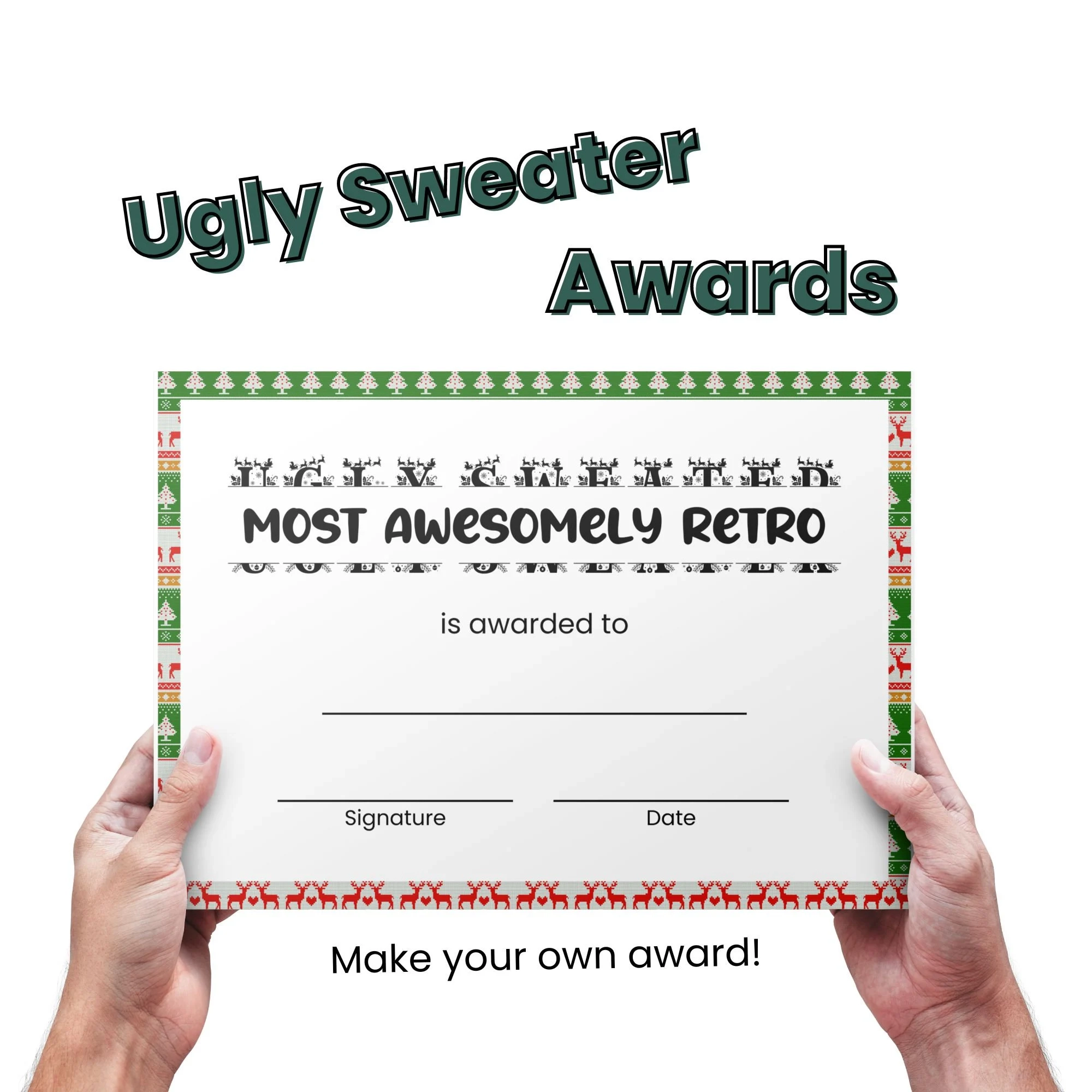 Ugly Sweater Award Certificates Ugly Sweater Party Award Template Editable Ugly Xmas Sweater Party For Office Christmas Contest For Adult Etsy