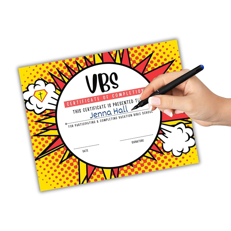 Printable Bible School Certificates Super Heros