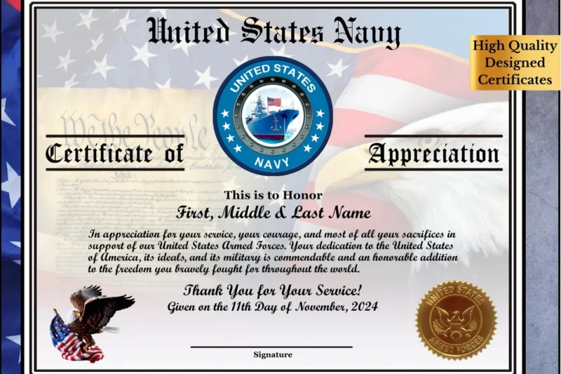 Printable Us Navy Certificates