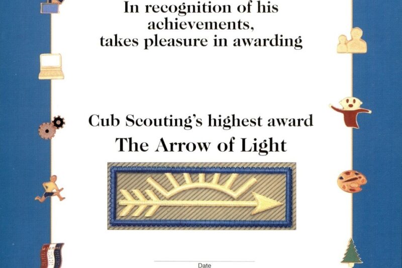Arrow Of Light Certificate Printable