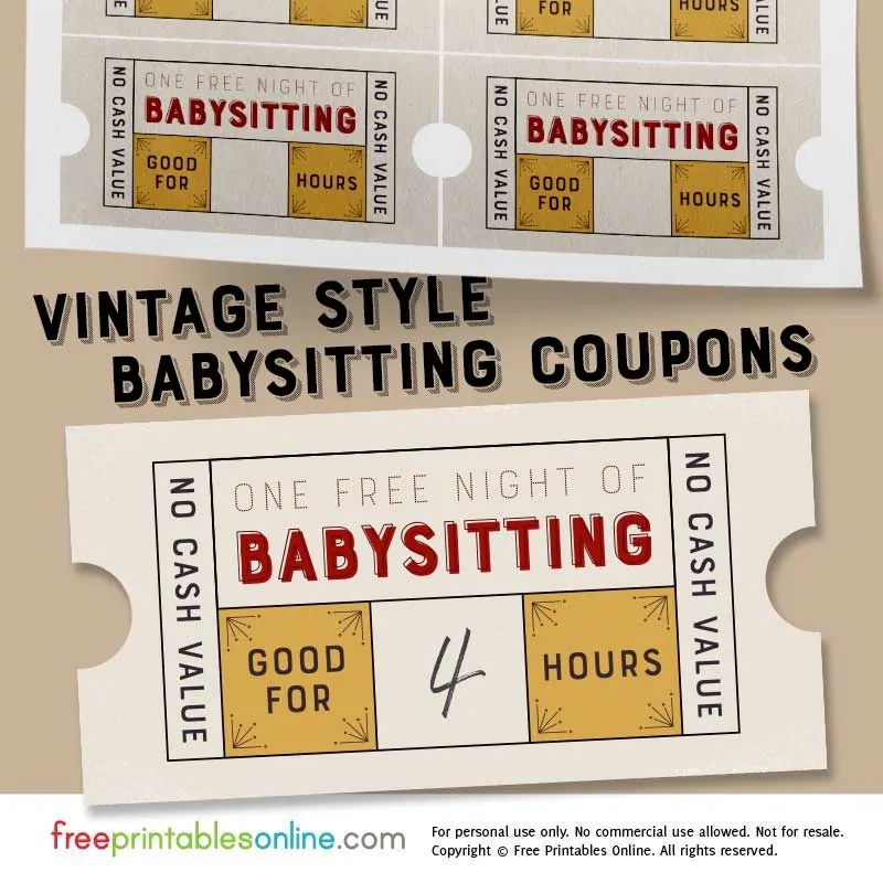 Vintage Style Free Babysitting Coupon Template Free Printables Online Vintage Style Free Babysitting Coupon Template Free Printables Online