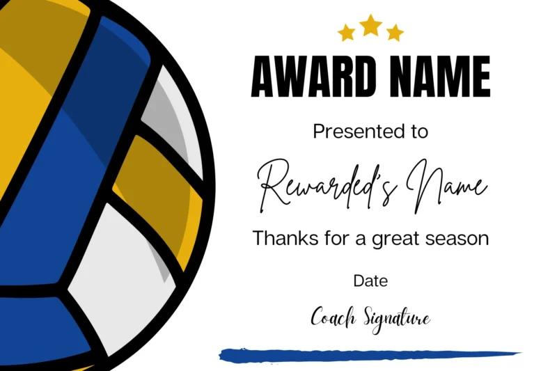 Free Printable Volleyball Certificates Awards