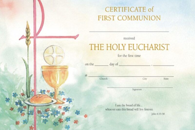 Free Printable 1st Communion Certificates