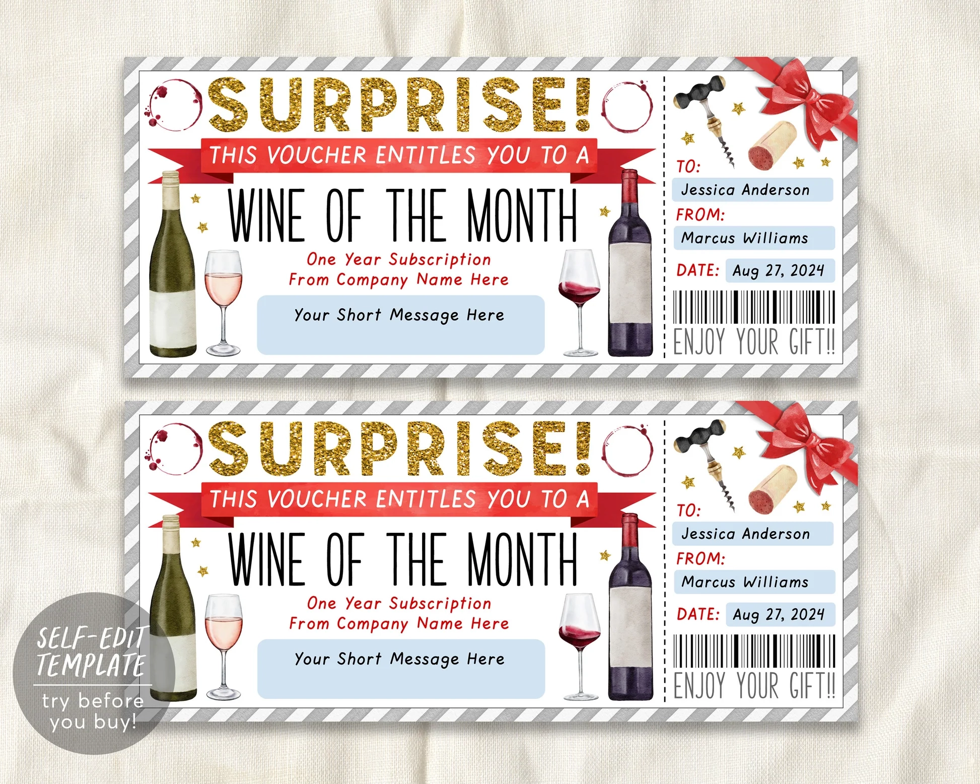 Printable Wine Gift Certificate Printable Wine Gift Certificate