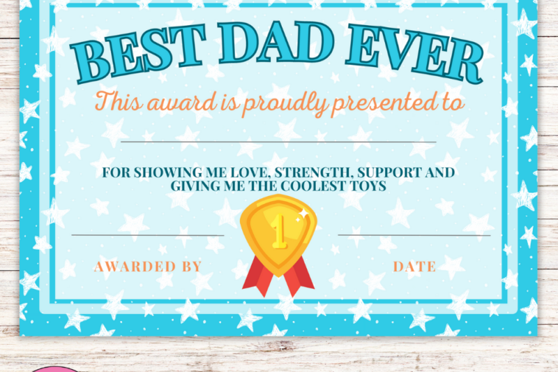 Best Dad Award Certificate Printable