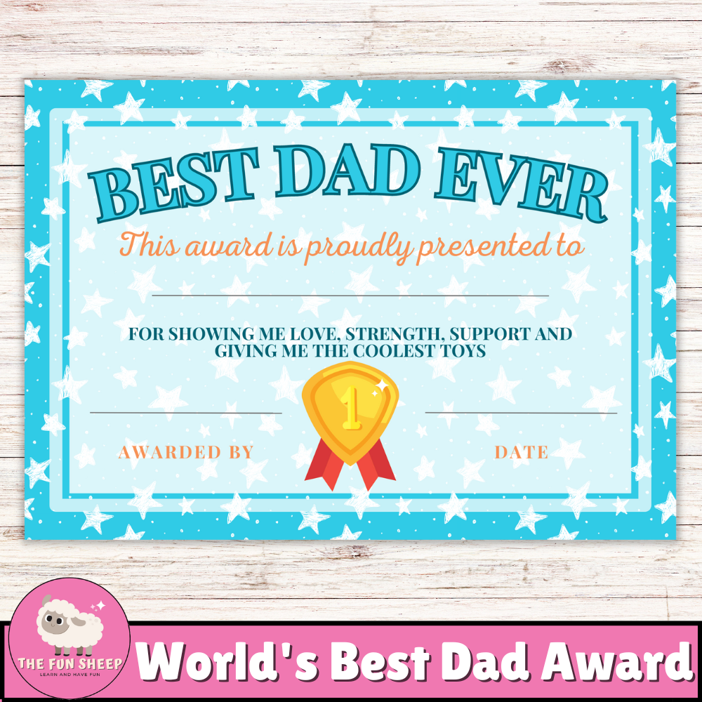 World s Best Dad Award Printable Father s Day Certificate Personalized Gift For Dad Made By Teachers
