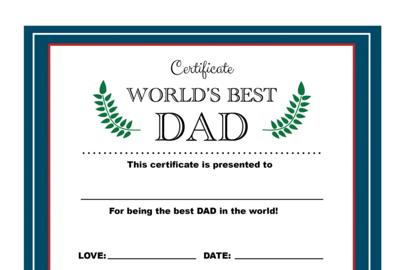 World’s Greatest Dad Certificate Printable