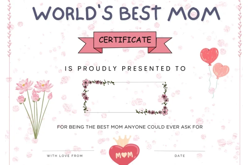 Printable Worlds Best Mom Certificate