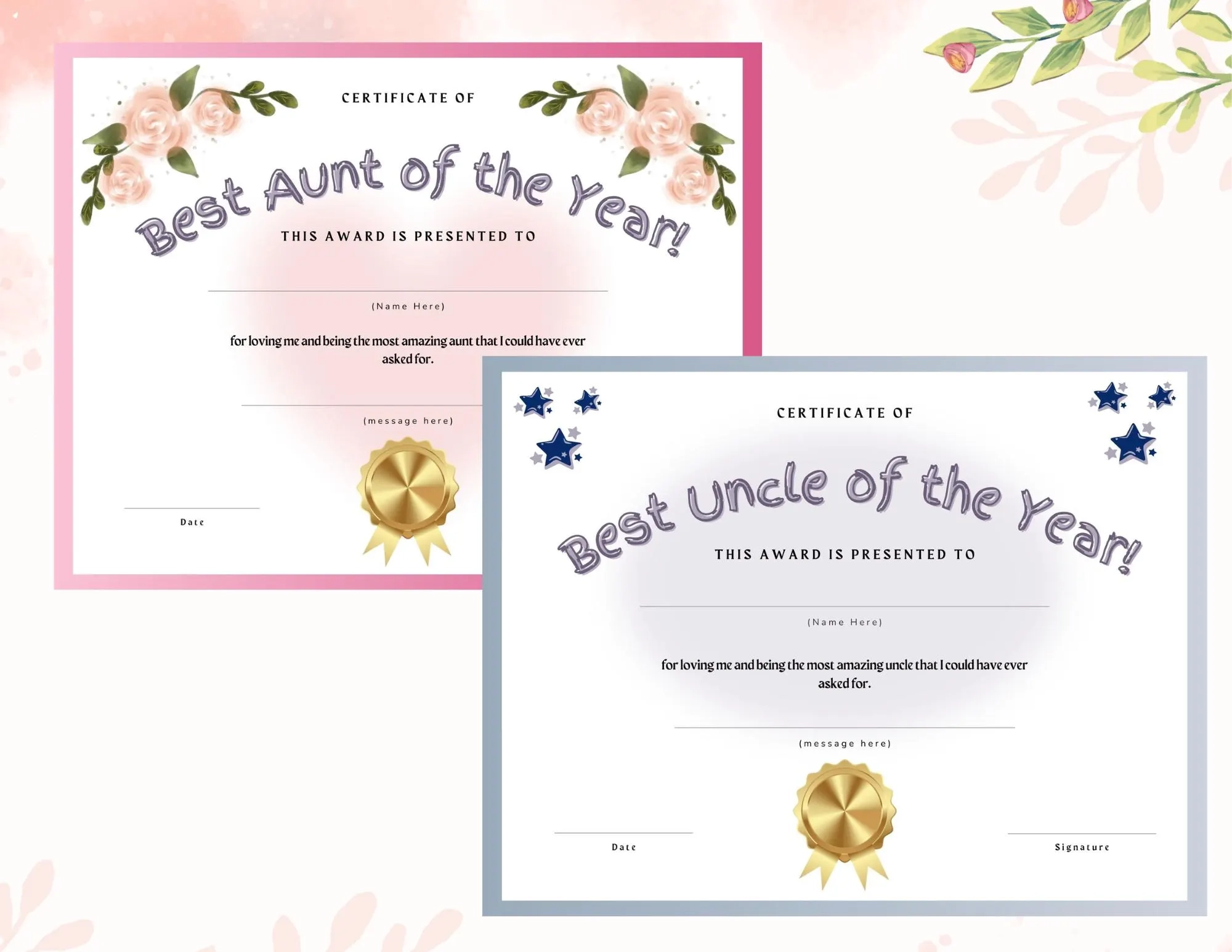 Printable World's Best Aunt Certificate Printable World's Best Aunt Certificate