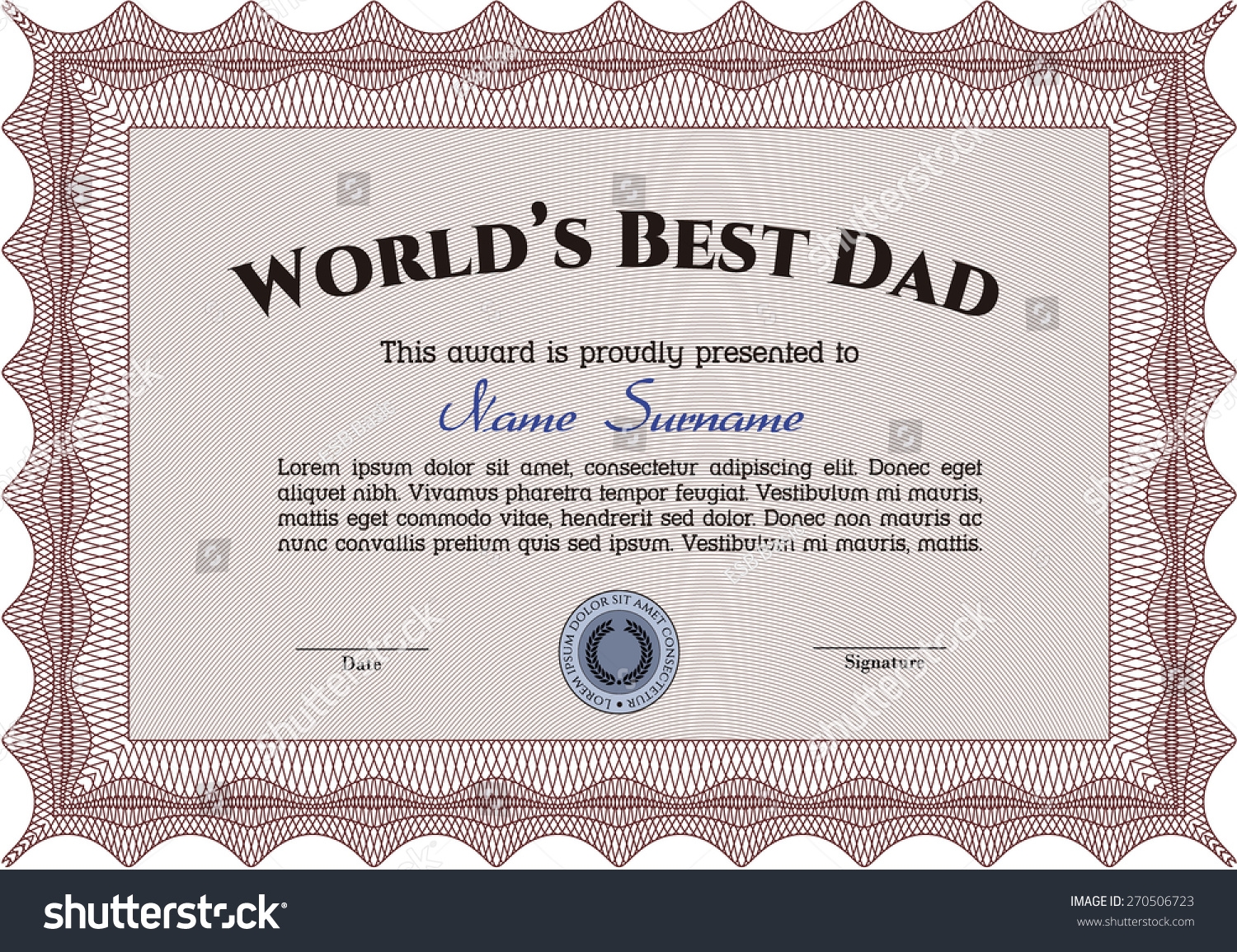 Worlds Best Dad Certificate Template Stock Vector Royalty Free 270506723 Shutterstock Worlds Best Dad Certificate Template Stock Vector Royalty Free 270506723 Shutterstock